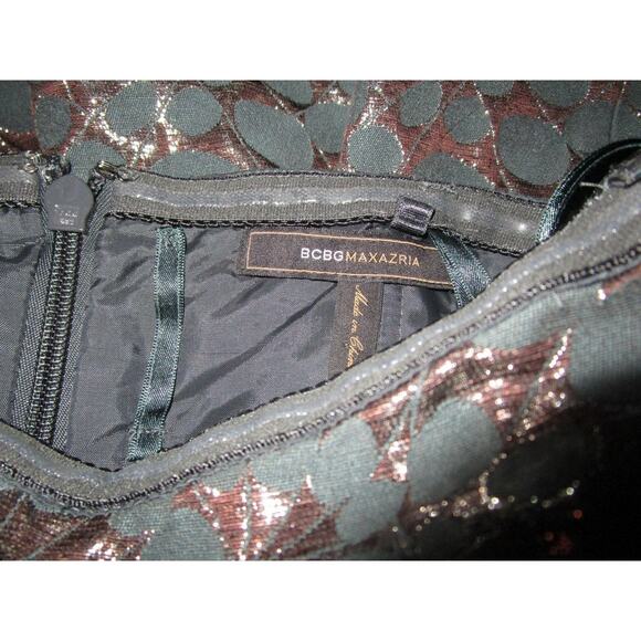 BCBG MAXAZRIA Green Metallic Dress Strapless Sz 4 Sexy Y2K Retro Cocktail Prom - Picture 4 of 8